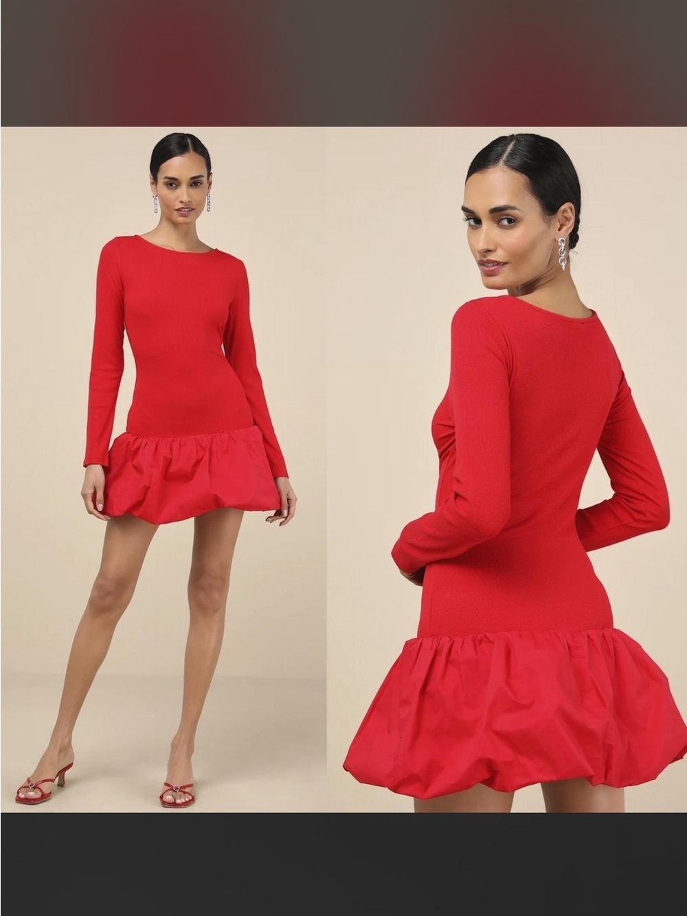 Lulu's Vibrant Red Long-Sleeve Mini Dress